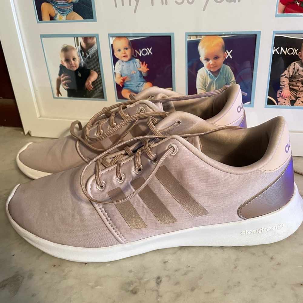 Rose gold women’s cloud foam adidas size 9